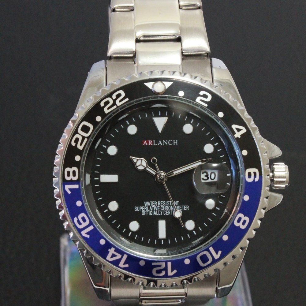 Men's Diver Style Watch Batman Bezel Stainless Bracelet 40mm - Picture 6 of 12